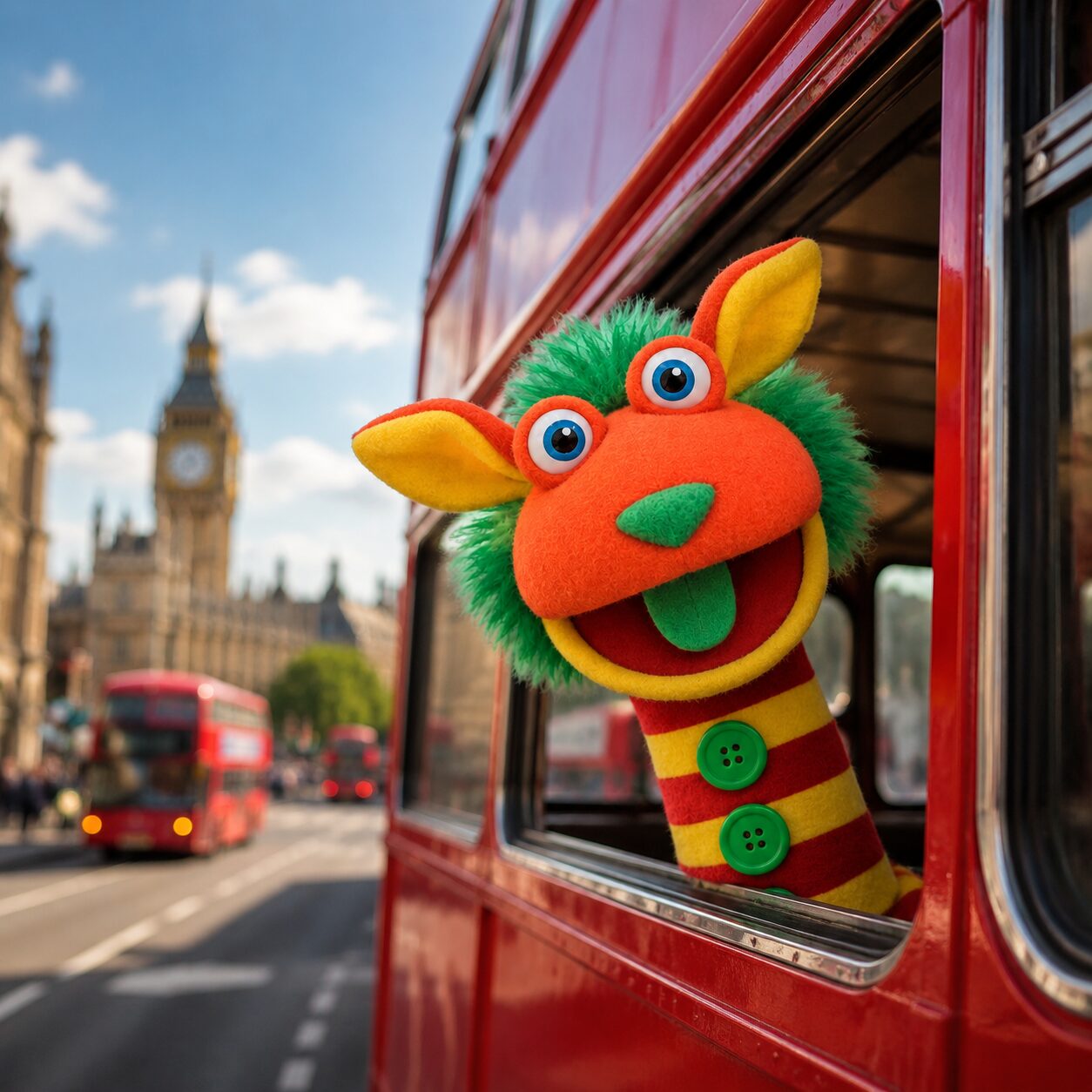 Milo on the London red bus